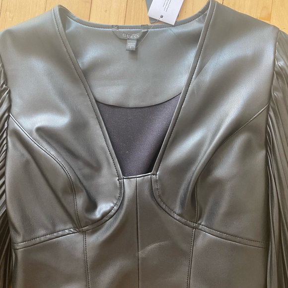 Black faux leather top Guess - Picture 2 of 5